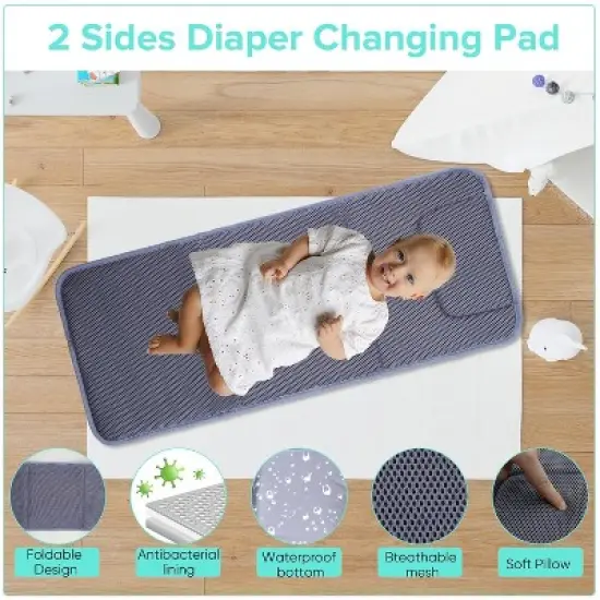 Itopfox Large Capacity Diaper Backpack with USB Port, Waterproof & Foldable Baby Travel Bag for Parents, Black image {4}