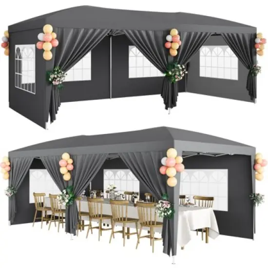Garvee 10x20 Pop Up Canopy Tent with 6 Removable Sidewalls, Easy Up Outdoor Canopy Tents for Parties with 3 Adjustable Heights, Stakes X18, Ropes X6 image {5}