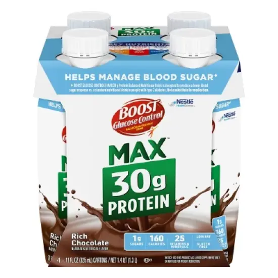 Boost Rich Chocolate Glucose Control Max Meal Replacement Drinks - 4pk/11 fl oz image {4}