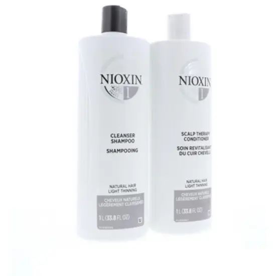Nioxin System 1 Cleanser & Scalp Therapy Conditioner 33.8 oz Set image {11}