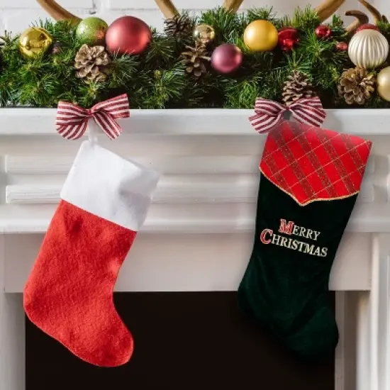 Northlight 19" Green and Red 'Merry Christmas' Christmas Stocking image {2}