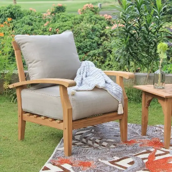 Cambridge Casual 3pc Caterina Teak Outdoor Patio Small Space Chat Furniture Set with Cushion image {3}