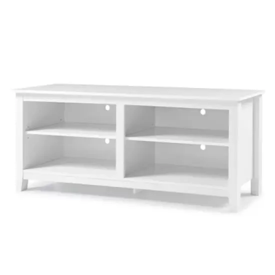 Transitional 4 Cubby Wood Open Storage TV Stand for TVs up to 65"- Saracina Home image {16}