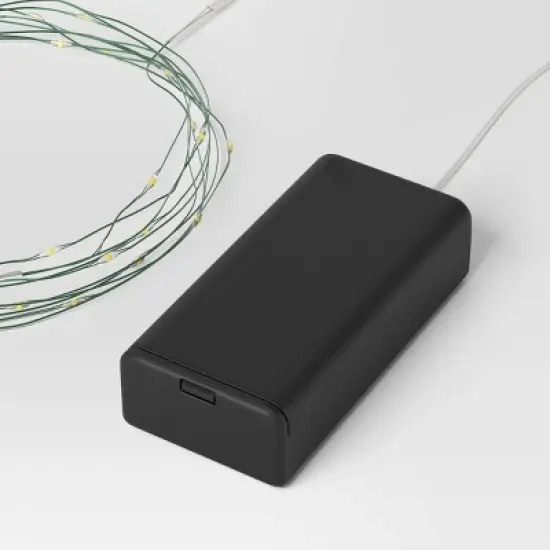 30ct LED Battery Operated Christmas Dewdrop Fairy String Lights Warm White with Green Wire - Steady/Twinkle - Wondershop&trade; image {3}