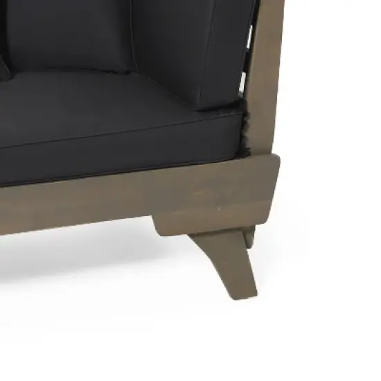 Christopher Knight Home Lana Patio Acacia Convertible 3 Seater Daybed Sofa with Foldable Arm and 4 Pillows image {8}