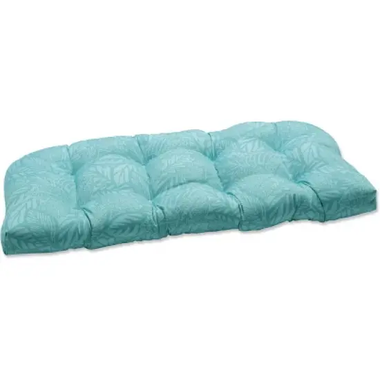 Outdoor/Indoor Wicker Loveseat Cushion Blue - Pillow Perfect image {5}