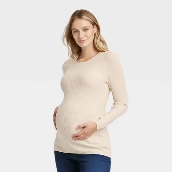 Ribbed Lightweight Crew Neck Maternity Sweater - Isabel Maternity by Ingrid & Isabel&trade; image {3}