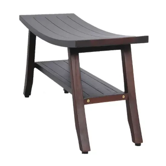 DecoTeak&reg; Satori&reg; 34" Teak Wood Shower Bench with Shelf in Woodland Brown Finish image {1}