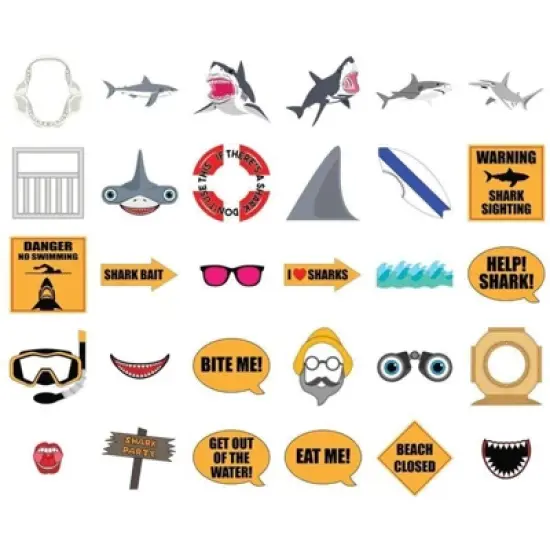 Blue Panda 37-Piece Shark 3-in-1 Party Decorations - Happy Birthday Banner, Swirl Decor, Photo Booth Props image {4}