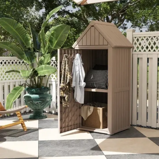 Decksplore 1.67 ft. W x 2.16 ft. D Outdoor Storage Resin Shed Lockable Resin Garden Shed for Backyard(21.12 cu ft） image {2}