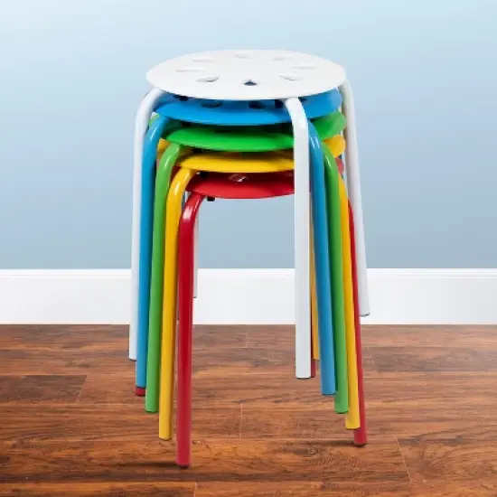 Emma and Oliver Plastic Nesting Stack Stools - School/Office/Home, 17.5"Height (5 Pack) image {1}