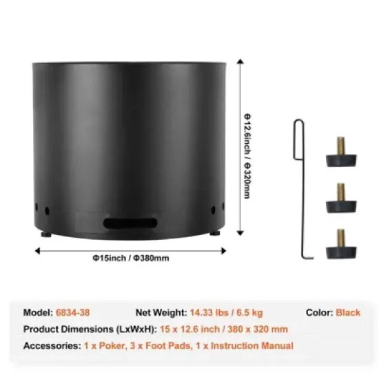 Smokeless Fire Pit Stove Bonfire 15 in Dia Wood Burning Stainless Steel image {5}