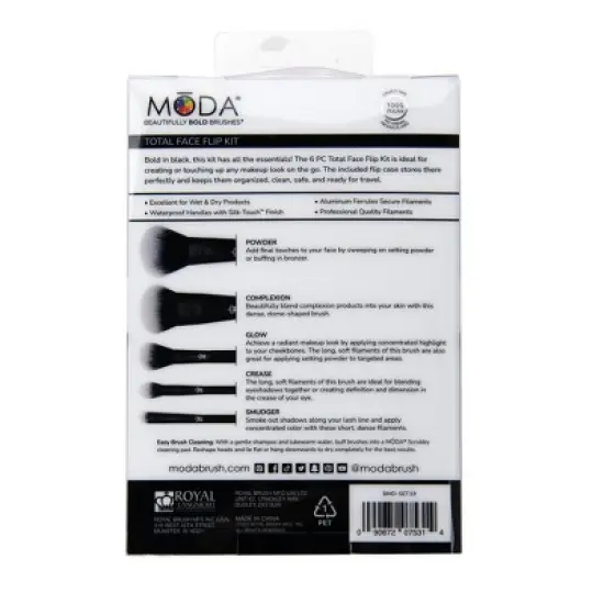 MODA Brush Total Face Travel Makeup Brush Set with Flip Case- 6pc image {9}