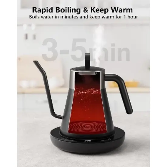CROWNFUL Smart Electric Gooseneck Kettle with 4 Variable Presets, &plusmn;1℉ Temperature Control image {2}