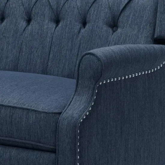 Apaloosa Oversized Wingback Press-Back Recliner Navy Blue - Christopher Knight Home: Tufted, Nailhead Trim, Polyester image {3}