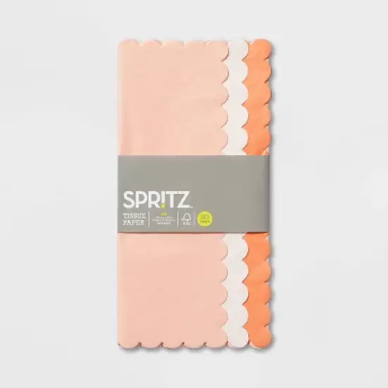20ct Shelved Banded Tissue Coral - Spritz&trade;: Multicolor Gift Packaging Accessories, Solid Pattern, 15.5" x 24" image {2}