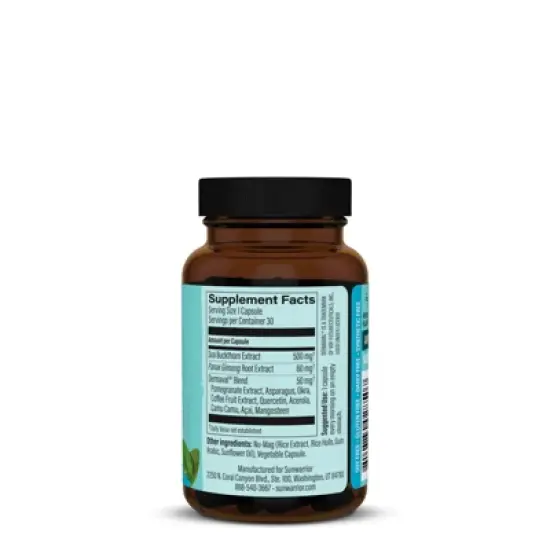 Collagen Capsules, Sea Buckthorn Fruit and Asian Ginseng Root Extract, Plant based Organic Vegan Collagen Protector, Sunwarrior, 30ct image {2}