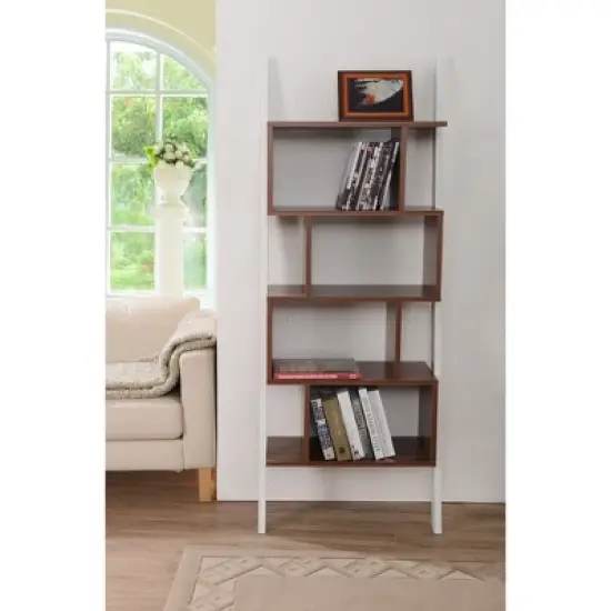 Ascencio Ladder Bookshelf and Display Case White/Walnut&nbsp; - HOMES: Inside + Out image {2}