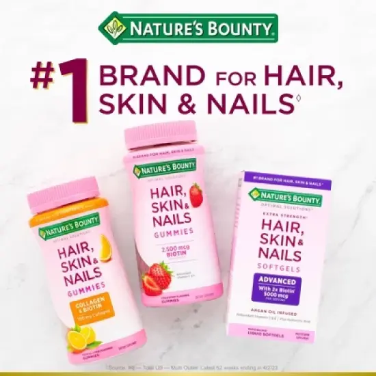 Nature's Bounty Optimal Solutions Hair, Skin & Nail Gummies with Biotin & Collagen - Orange - 80ct image {3}