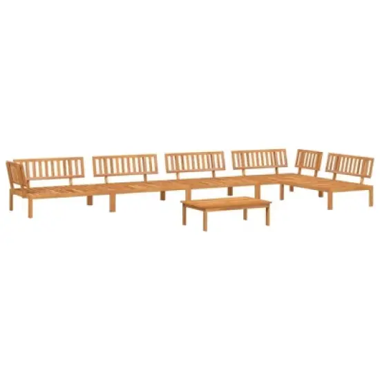 vidaXL Patio Pallet Sofa Set - 6 Piece Outdoor Conversation Set for Garden/Patio/Terrace - Solid Acacia Wood Furniture Modular Design - Brown image {8}