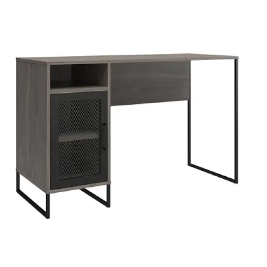 Pacer Single Pedestal Computer Desk Gray Oak - Room & Joy image {2}