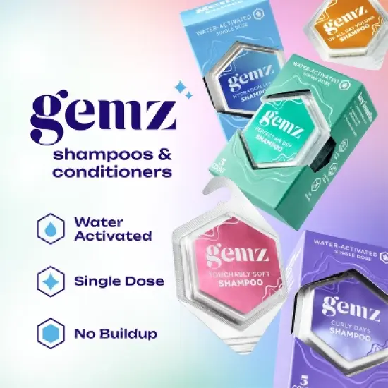 gemz Moisturizing Shampoo, Hydration Lock, Color Safe - 5ct/0.3oz image {2}