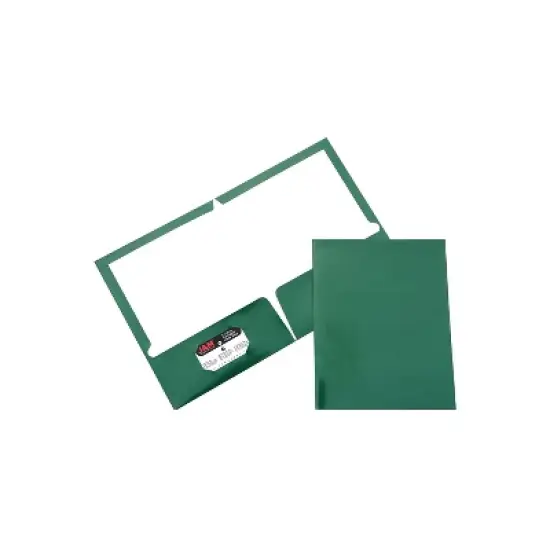 JAM Paper Laminated Two-Pocket Glossy Presentation Folders Green Bulk 50/Box 5042560C image {5}
