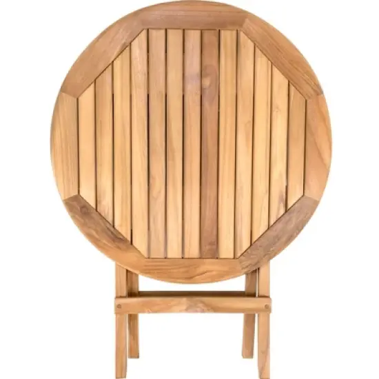 Nordic Teak 20" Natural Outdoor Round Folding Side Table image {6}