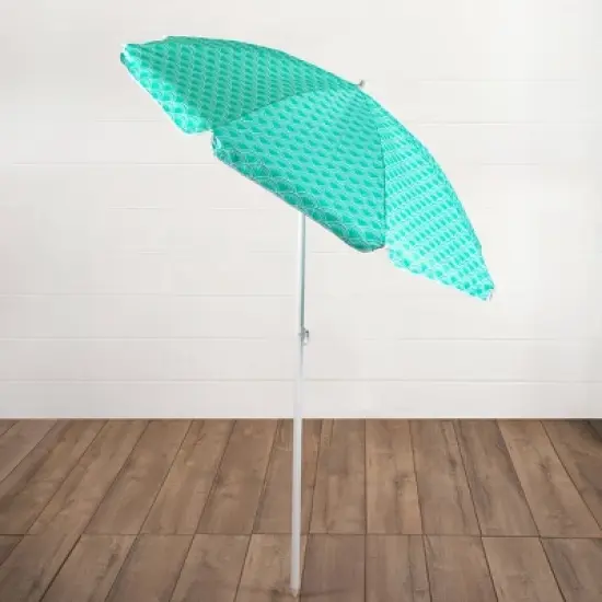 Picnic Time 5.5' Mermaid Beach Compact Umbrella - Teal image {3}