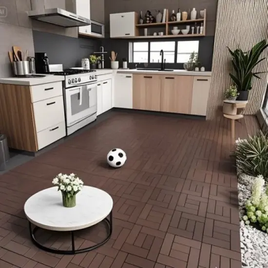 ZZ Style 12" Patio Deck Tiles, 44 Pcs DIY Module Interlocking Decking Tiles Floor Tile Outdoor and Indoor image {6}