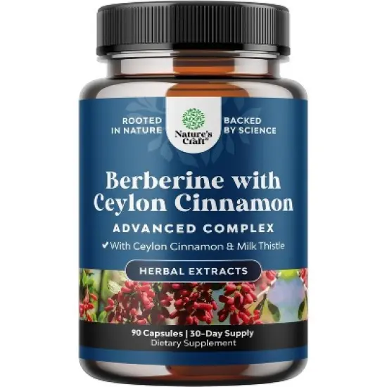 Balancing Berberine Plus 1200mg Per Serving Complex, Antioxidant Berberine + Ceylon Cinnamon, Heart Health and Sugar Support, Nature's Craft image {3}