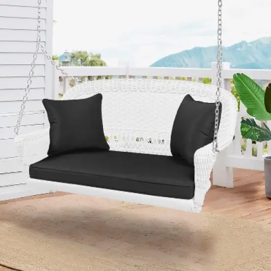 HomeStock White Wicker Porch Swing image {6}