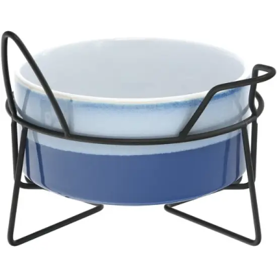 Pavilion Gift Company - Woof - Puppy Doggy Dog K-9 27 oz Food Water Meal Time Ceramic Stoneware Dish Bowl With Metal Iron Stand Pet Accessories image {5}