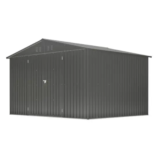10X8 FT Outdoor Storage Shed, All Weather Metal Sheds with Lockable Doors, Tool Shed for Garden, Patio, Backyard, Lawn, Black image {6}