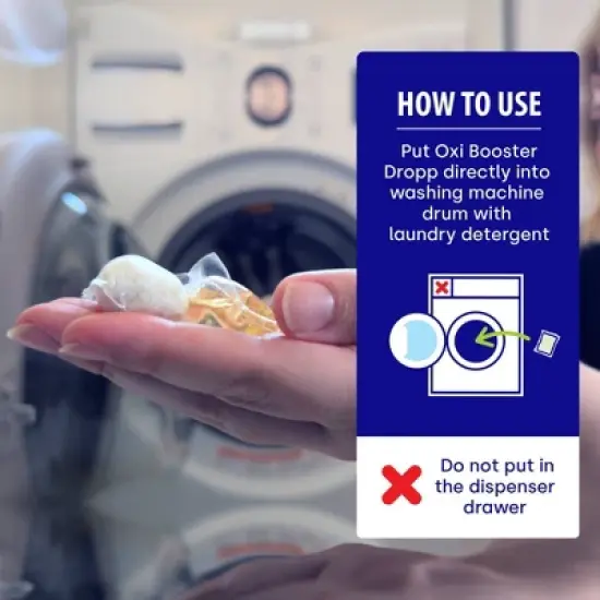 Dropps Laundry Oxi Booster Whitener & Stain Remover Biobased Detergent Pods - Unscented - 25ct image {7}