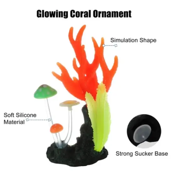 Unique Bargains Soft Silicone Glowing Aquarium Mushroom Coral Multicolor 3.54"x7.28" 1 Pc image {5}