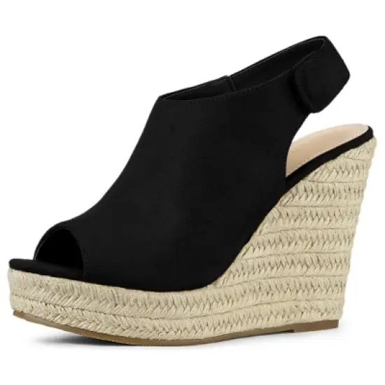Allegra K Women's Espadrille Platform Heeled Wedges Sandals image {7}