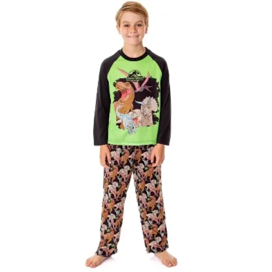 Jurassic World Boys' Movie Film Dinosaurs Roaming Park Logo Pajama Set Multicolored image {4}