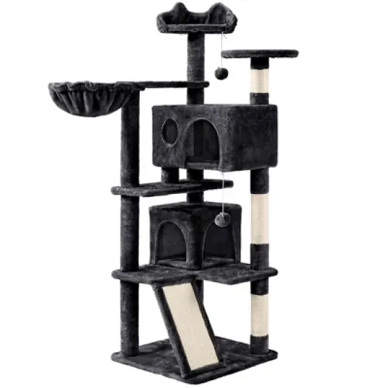 Yaheetech 57"H Plush Cat Tree Condo for Kittens/Small Cats image {13}