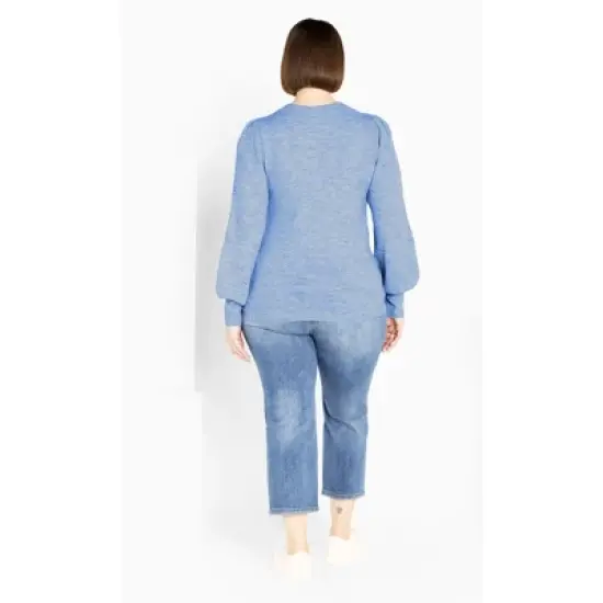 Women's Plus Size Nicky Pom Pom Sweater - sky blue | AVENUE image {2}