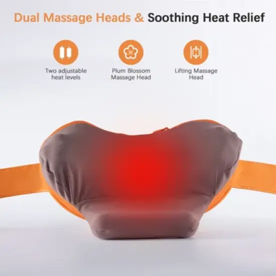 Shiatsu Neck Massager with Heat - Ergonomic Heart-Shaped Deep Kneading Massage Pillow, USB-C Rechargeable, Portable for Neck, Shoulders & Back image {5}