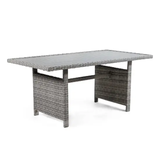 Greemotion 6pc Malia Outdoor Patio Dining Sectional with Table And Bench Gray: UV-Resistant, Aluminized Finish, Storage image {5}