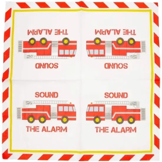 Blue Panda 100Pcs Fire Fighter Truck Party Paper Disposable Napkins 6.5" for Tableware Decorations image {2}