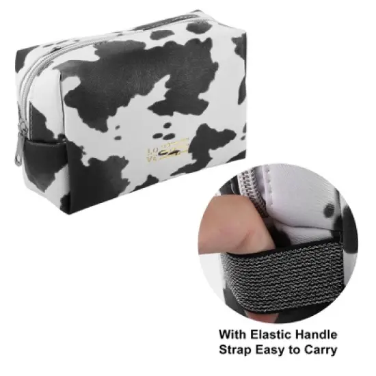 Unique Bargains Portable Makeup Bag Cosmetic Travel Toiletry Bag Waterproof Case Make Up Organizer Case for Women Black White image {2}