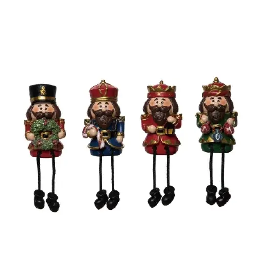 Transpac Resin Nutcracker Shelf Sitter Figurines Set of 4 Colorful Christmas Decor for Tabletop and Mantel Indoor Use image {1}