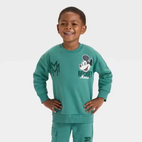 Toddler Boys' 2pc Disney Mickey Mouse Fleece Pullover and Bottom Set - Green image {2}