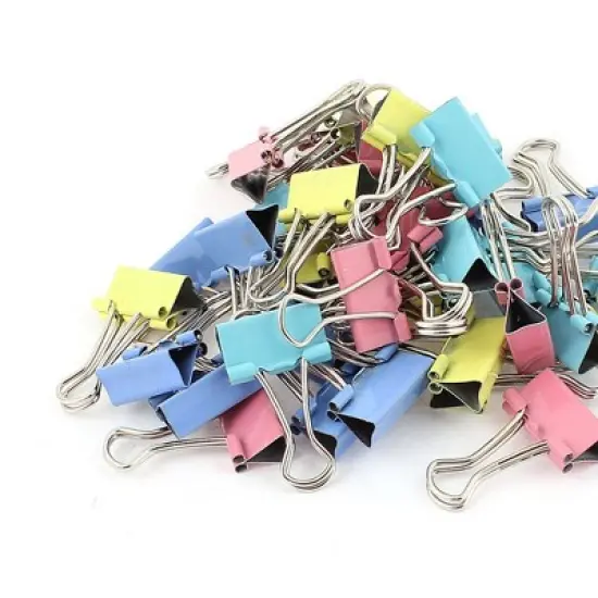 PiccoCasa Office Metal Document Organize Bookbinding Clamp Binder Clips 40Pcs 0.75Inch image {2}