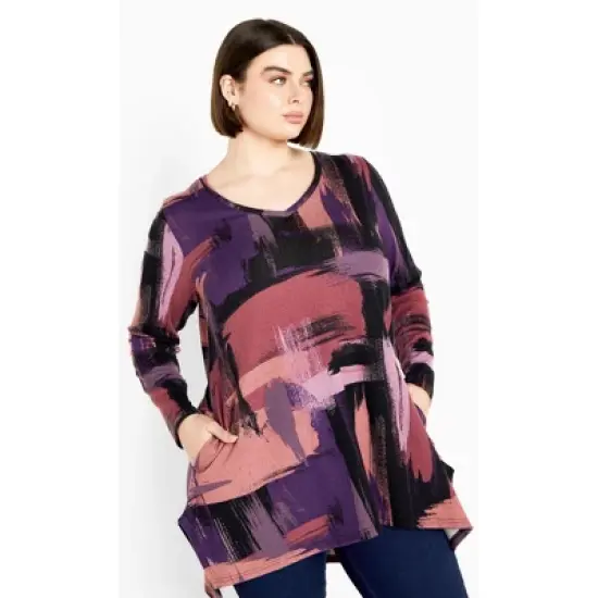Women's Plus Size Eva Hacci Tunic - berry | AVENUE image {3}