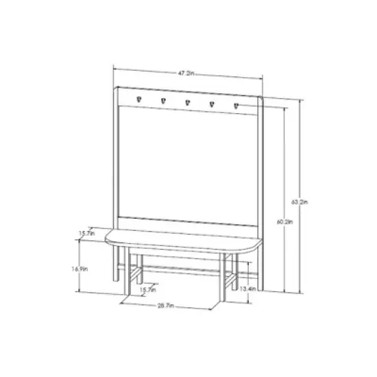 Wood Entryway Bench & Hall Tree - Black - Hearth & Hand&trade; with Magnolia image {6}
