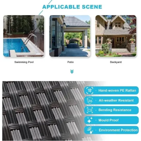 ALAULM 14 Pieces Outdoor Patio Furniture Set Outdoor Sectional Rattan Sofa Set Brown Manual Wicker Patio Conversation Set image {6}